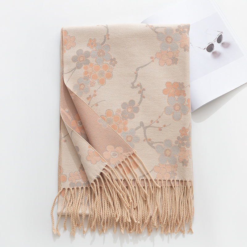 Scarf, versatile neck scarf, thickened, warm and elegant, with imitation cashmere shawl