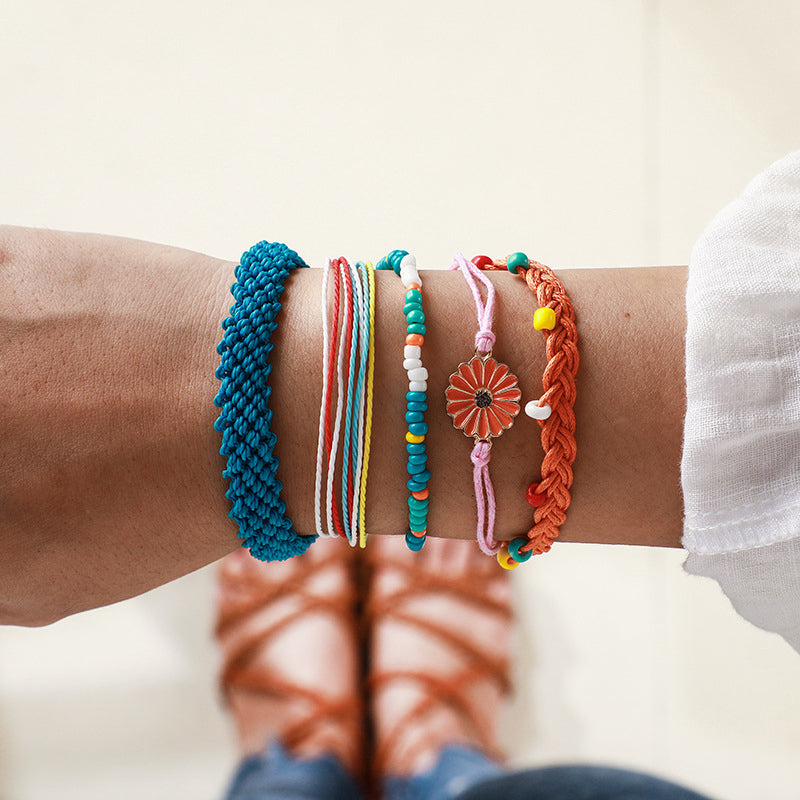 Bohemian braided bracelet sunflower original design handmade versatile personalized bracelet