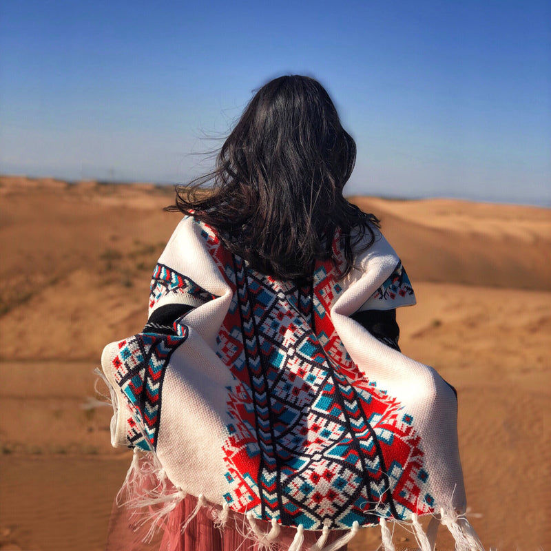 Travel photography shawl scarf dual-use thickened ethnic style cloak cloak