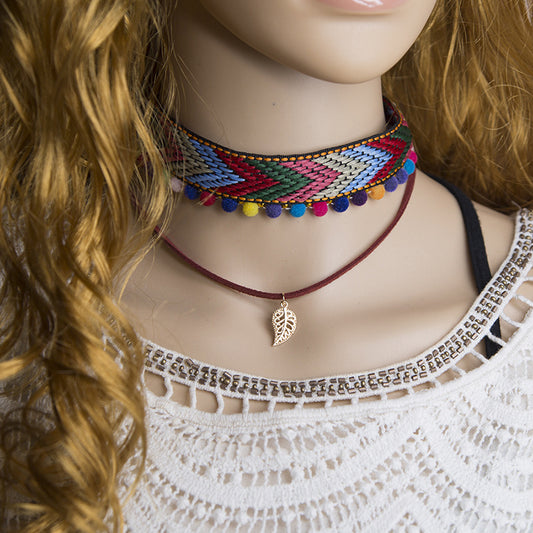 Ethnic style clavicle necklace bohemian short style photo travel versatile