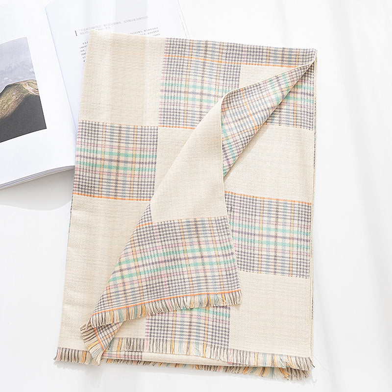 Scarf versatile thickened warm classic retro plaid summer air-conditioned room shawl