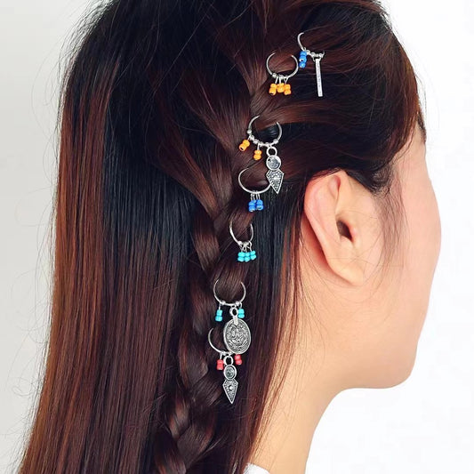 Punk hair accessories street personality hip-hop headwear braided hair ring buckle circle hair buckle