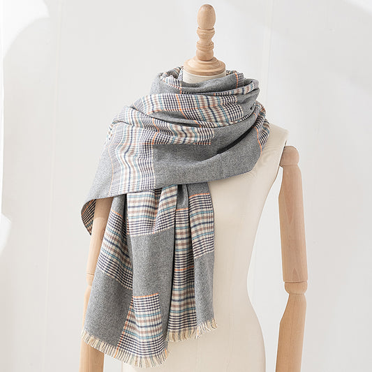 Scarf versatile thickened warm classic retro plaid summer air-conditioned room shawl