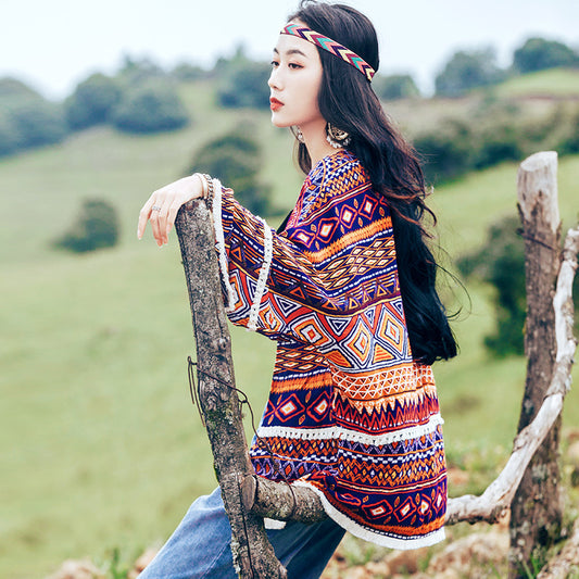 Desert photo clothes, beach cardigan shawl, bohemian ethnic style long sun protection clothing