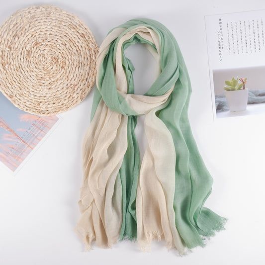 Cotton and linen scarf, summer ethnic style, oversized sun protection thin shawl, dual-purpose spring and autumn linen artistic gauze scarf