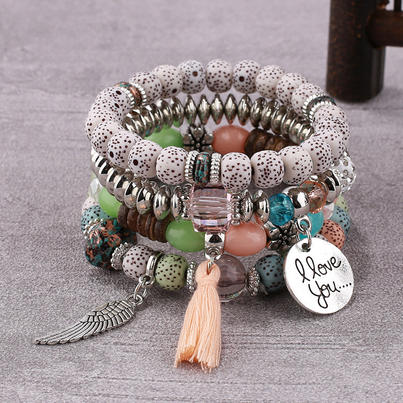 Nepali multi-layered beaded bracelet Bohemian fashion handmade bracelet new letter LOVE couple jewelry