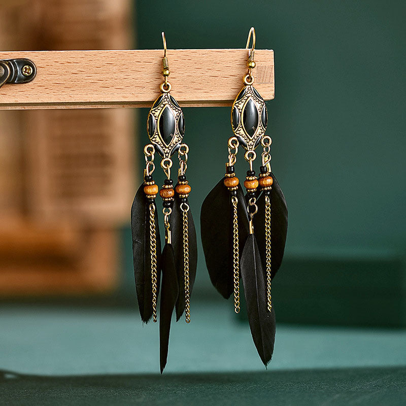 Ethnic Feather Earrings Travel Wear Super Fairy Long Earrings Bohemian Travel Photography Accessories Photo Performance Earrings