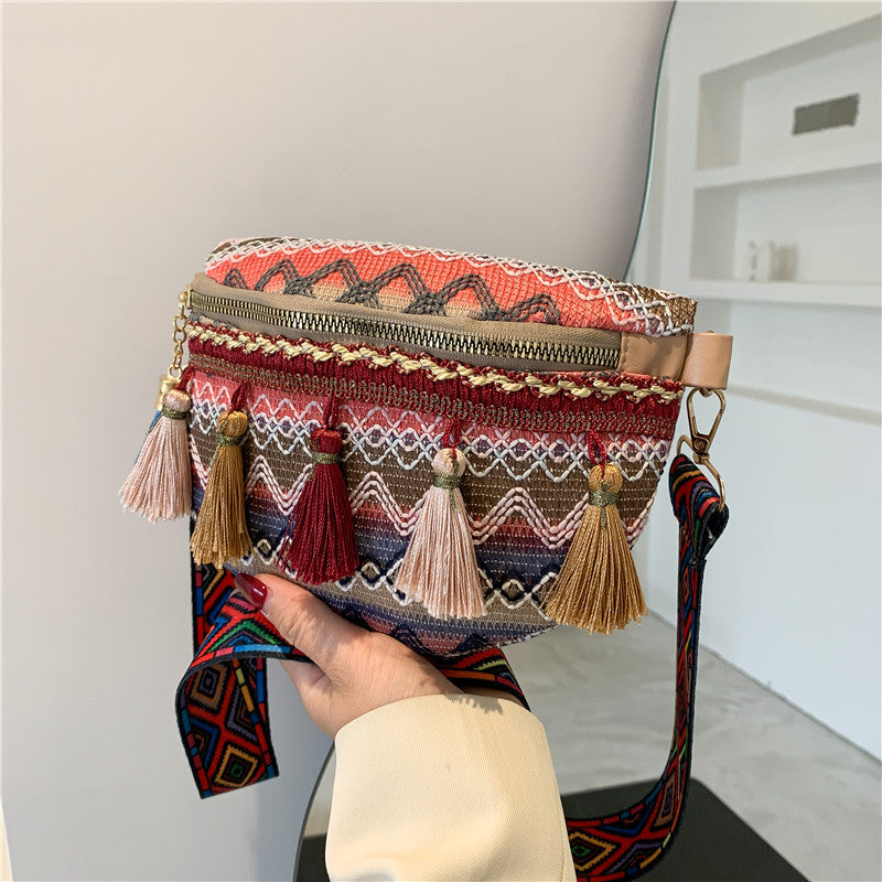 Ethnic style bag crossbody retro embroidered travel coin purse