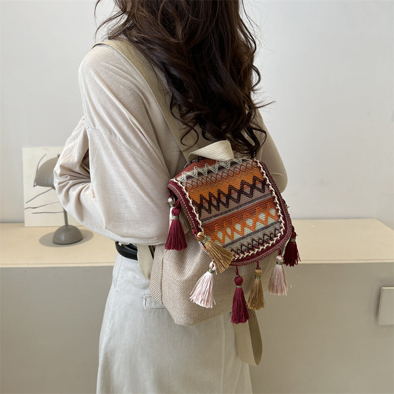 new ethnic style bags, tassel backpacks, exotic bags for travel