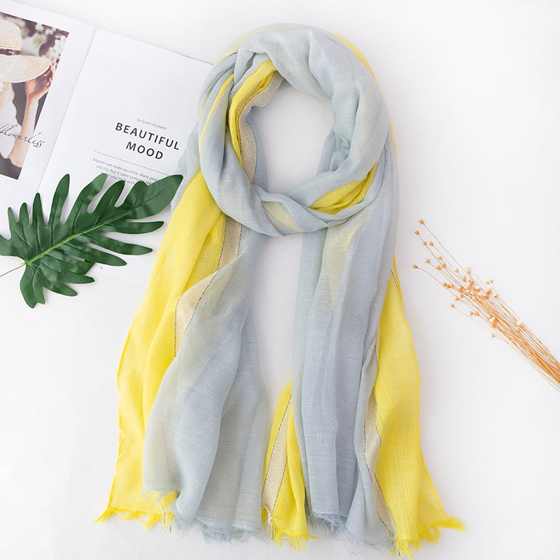 Scarf, sun protection shawl, thin, versatile, spliced, long, fashionable, oversized, artistic, multifunctional silk scarf