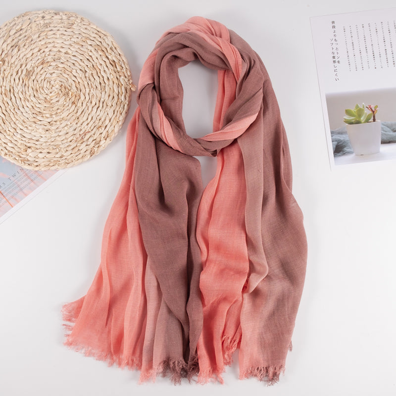 Cotton and linen scarf, summer ethnic style, oversized sun protection thin shawl, dual-purpose spring and autumn linen artistic gauze scarf