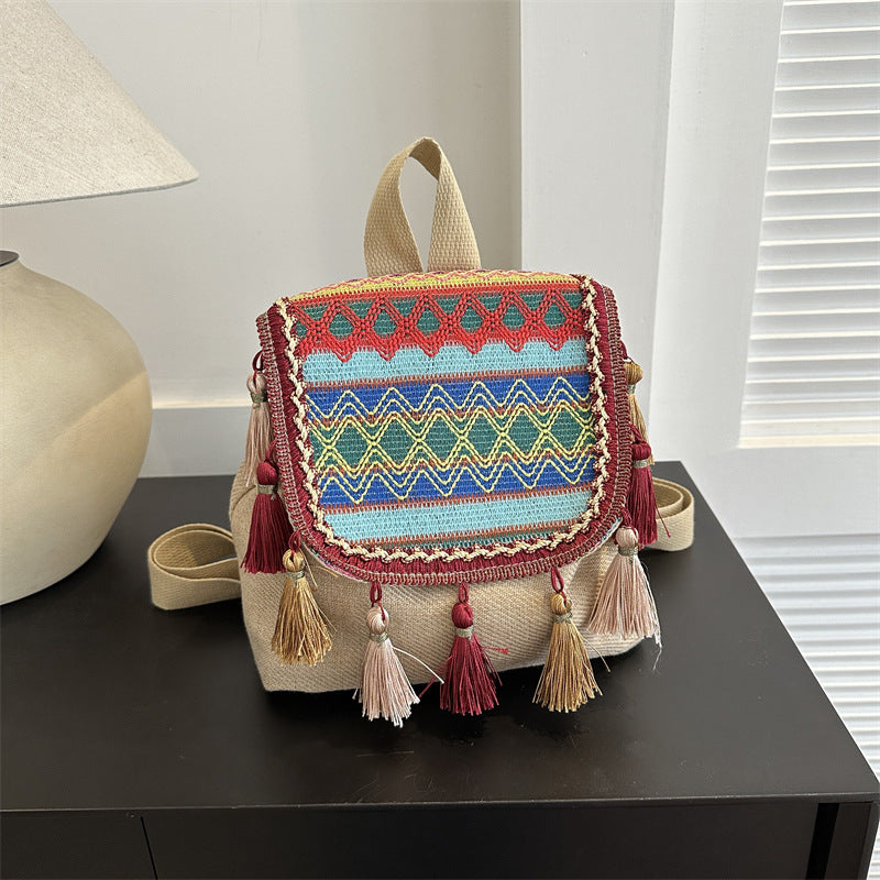 new ethnic style bags, tassel backpacks, exotic bags for travel