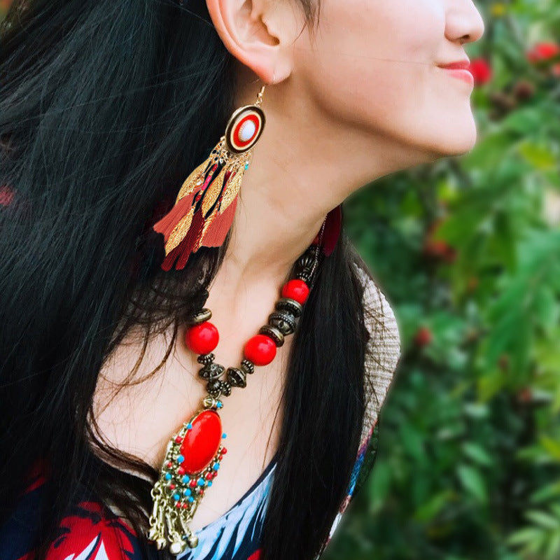 Ethnic style necklace retro jewelry pendant Chinese style wooden beads bell pendant accessories