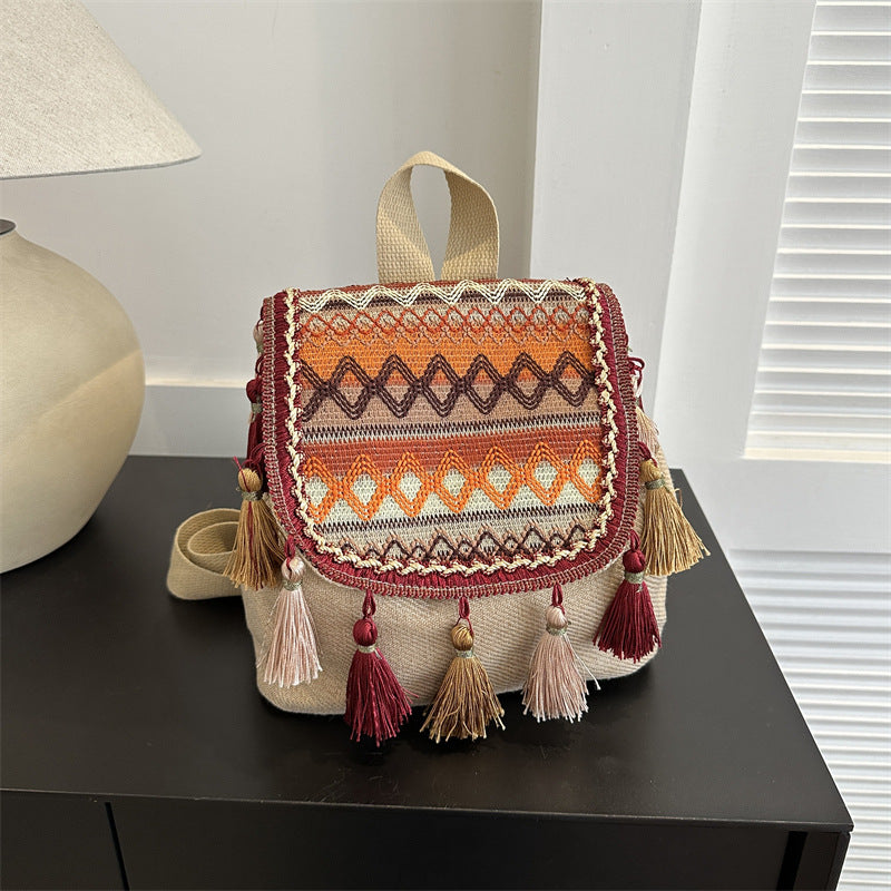 new ethnic style bags, tassel backpacks, exotic bags for travel