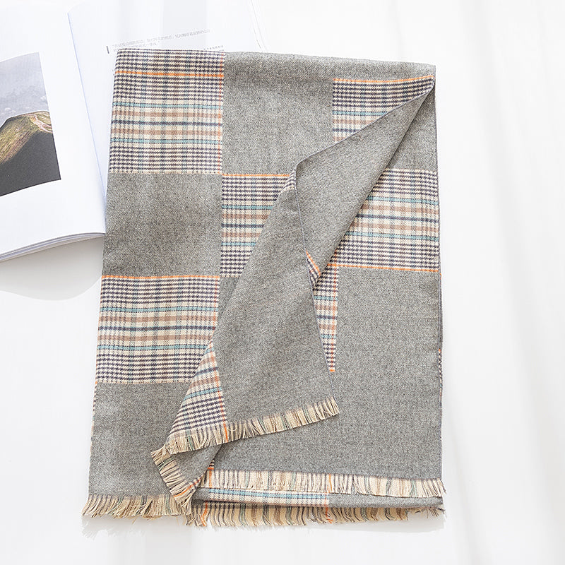 Scarf versatile thickened warm classic retro plaid summer air-conditioned room shawl