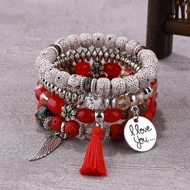 Nepali multi-layered beaded bracelet Bohemian fashion handmade bracelet new letter LOVE couple jewelry