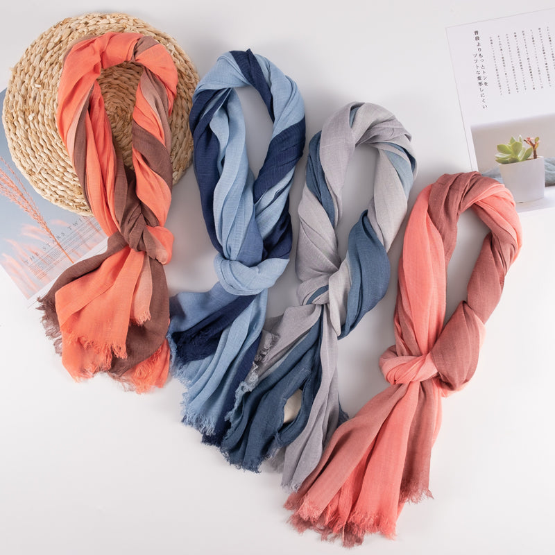 Cotton and linen scarf, summer ethnic style, oversized sun protection thin shawl, dual-purpose spring and autumn linen artistic gauze scarf