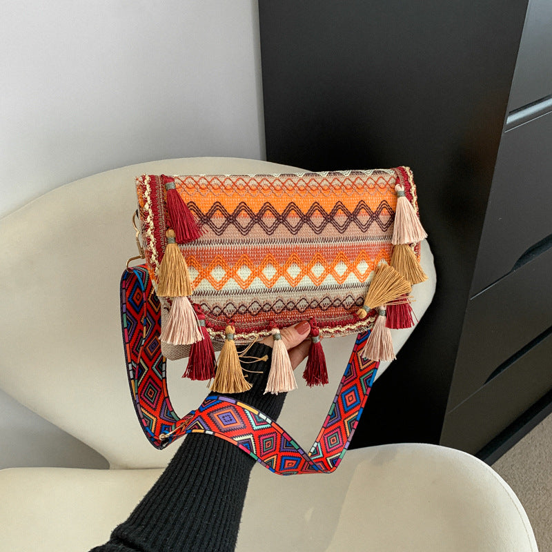 One shoulder crossbody bag ethnic style travel matching