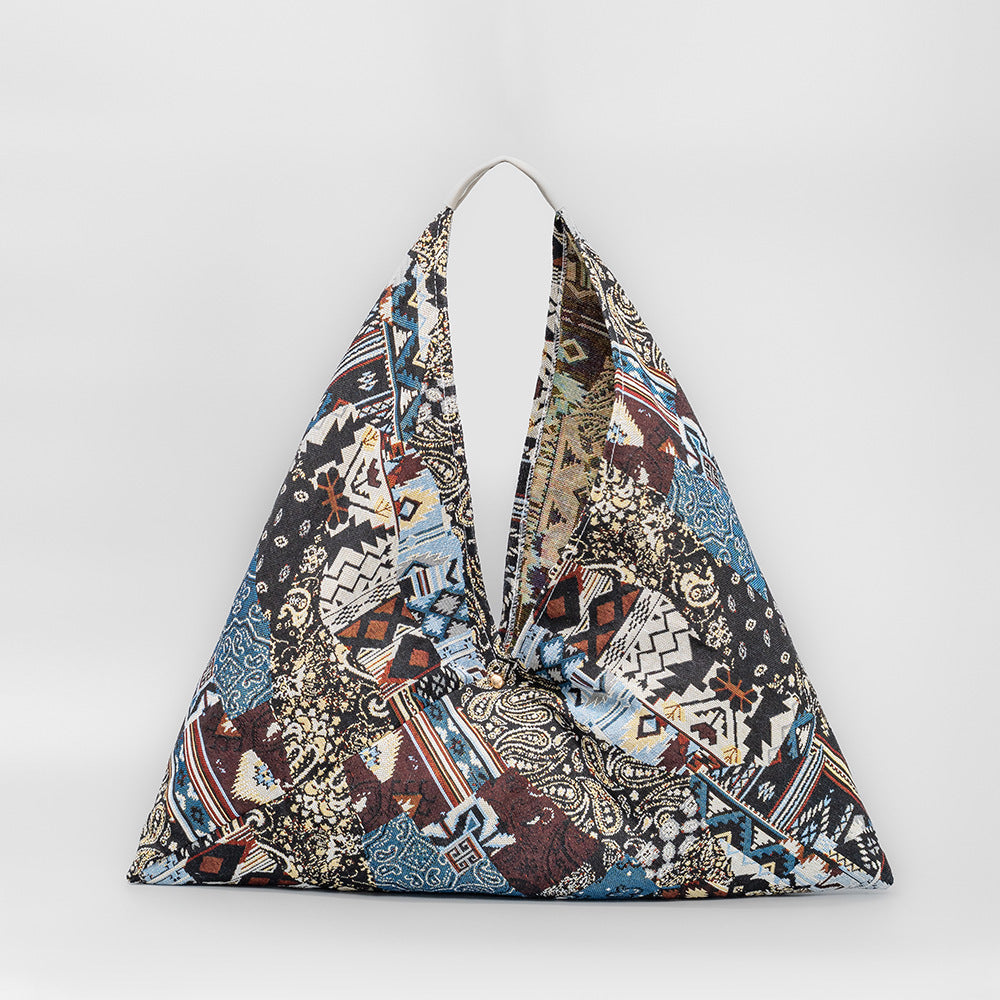 Large capacity ethnic style triangle armpit bag