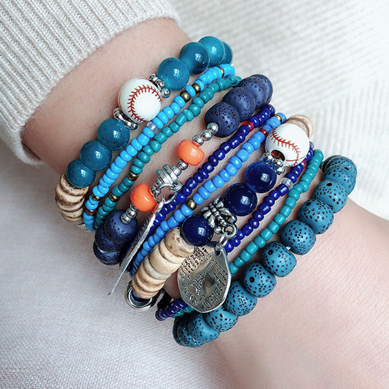 Multi-layered rice bead bracelet, temperament, personality, versatile ethnic style clothing bracelet