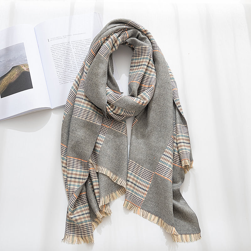 Scarf versatile thickened warm classic retro plaid summer air-conditioned room shawl