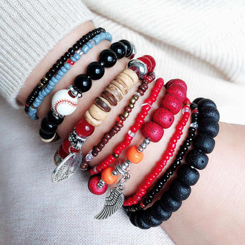 Multi-layered rice bead bracelet, temperament, personality, versatile ethnic style clothing bracelet