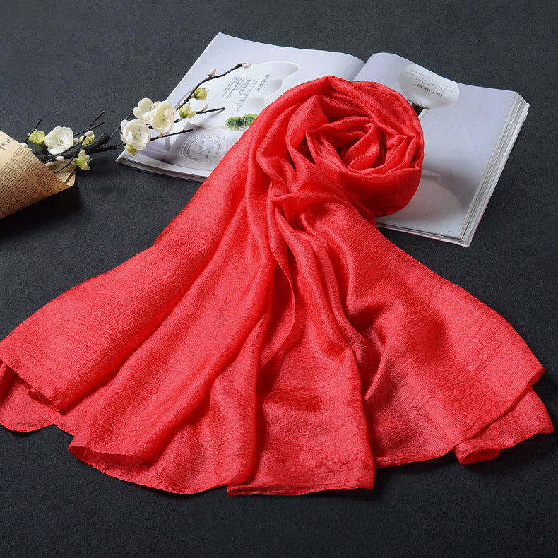 Silk scarf summer thin versatile sun protection solid color gauze scarf shawl outer scarf