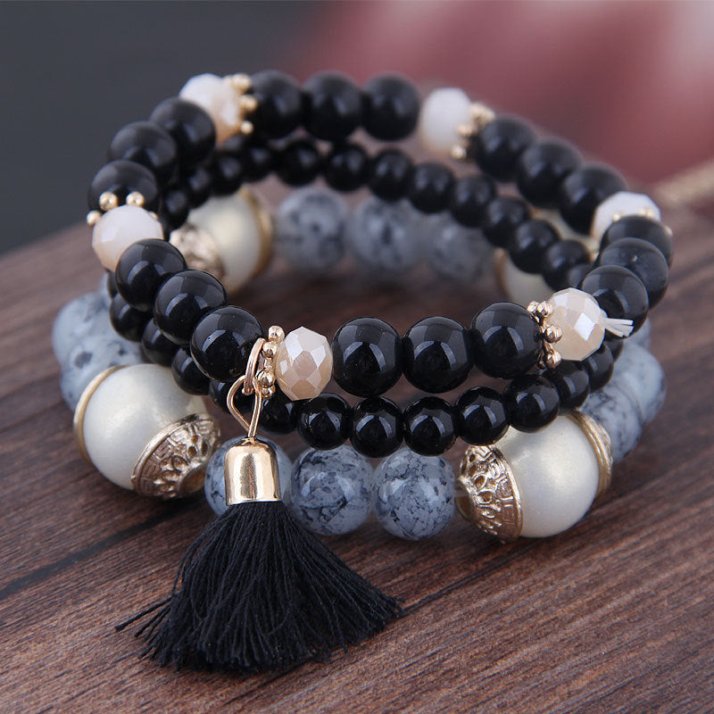 Ethnic style multi-layered bracelets, fashionable and versatile beaded bracelets, performance bracelets