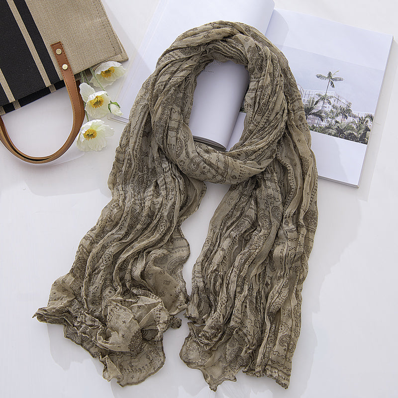 Scarf, fashionable and versatile, pleated neck scarf, thin sun protection, neck scarf, oversized shawl