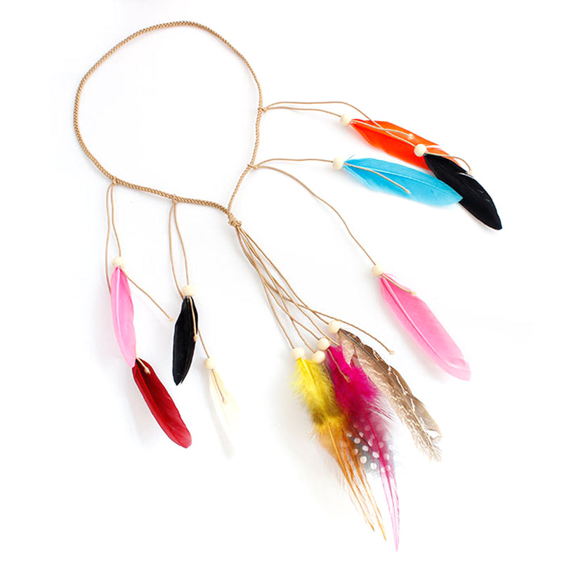 Ethnic style feather headband bohemian color tassel hair accessories exotic style