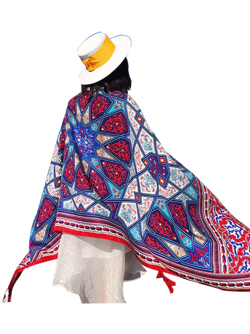 Silk scarf travel photo sun protection shawl extra large versatile thin gauze scarf