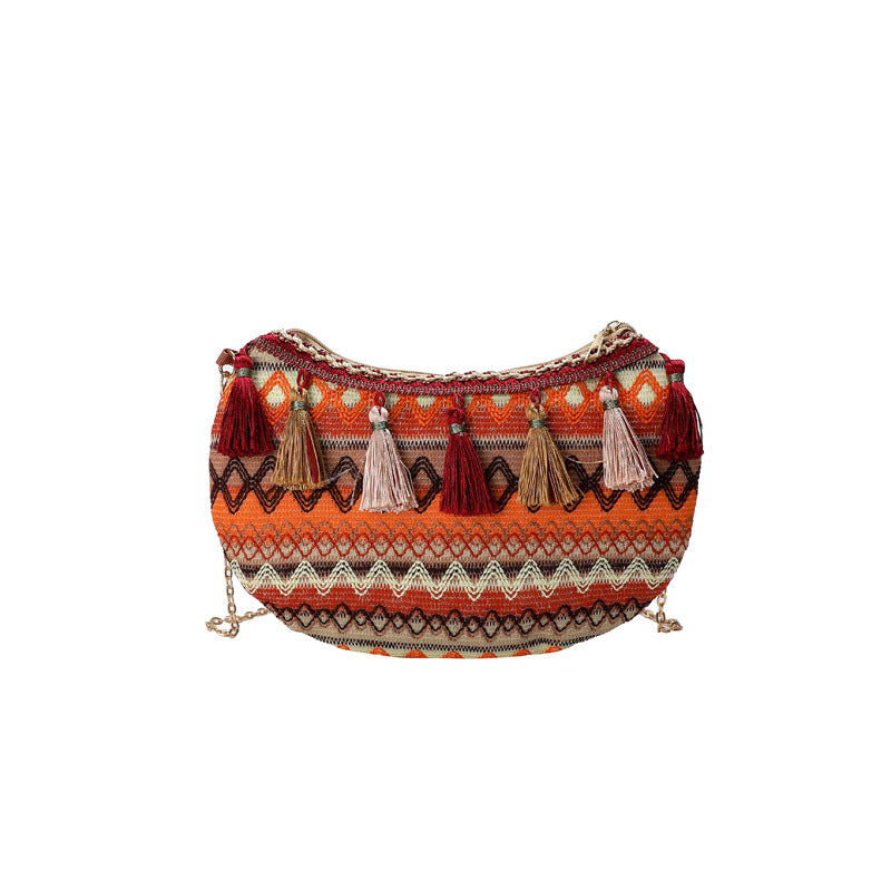 New woven shoulder bag, high-end niche ethnic style retro embroidered bag