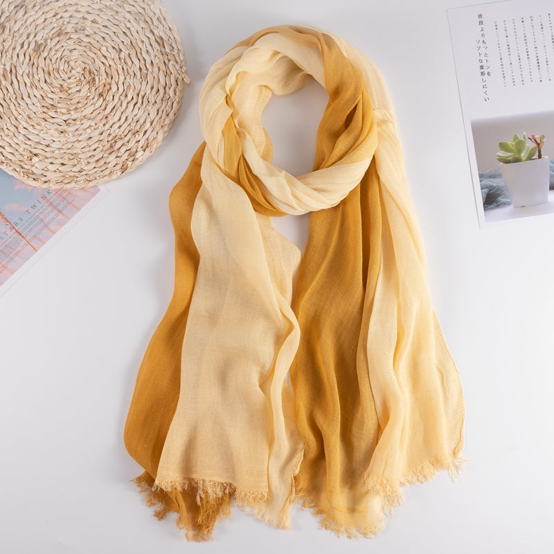 Cotton and linen scarf, summer ethnic style, oversized sun protection thin shawl, dual-purpose spring and autumn linen artistic gauze scarf