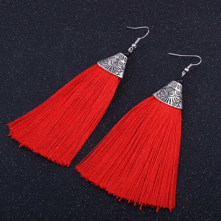 Retro bohemian long necklace set ethnic style earrings