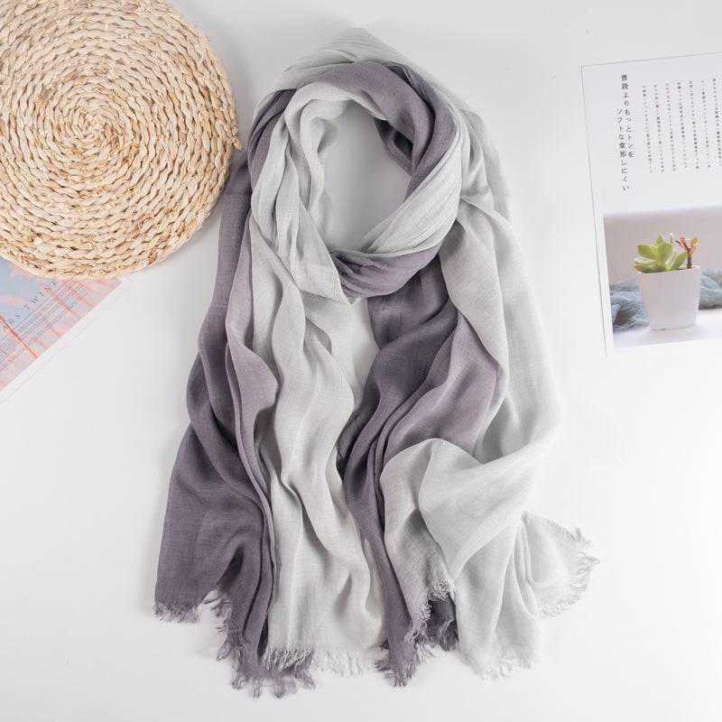 Cotton and linen scarf, summer ethnic style, oversized sun protection thin shawl, dual-purpose spring and autumn linen artistic gauze scarf