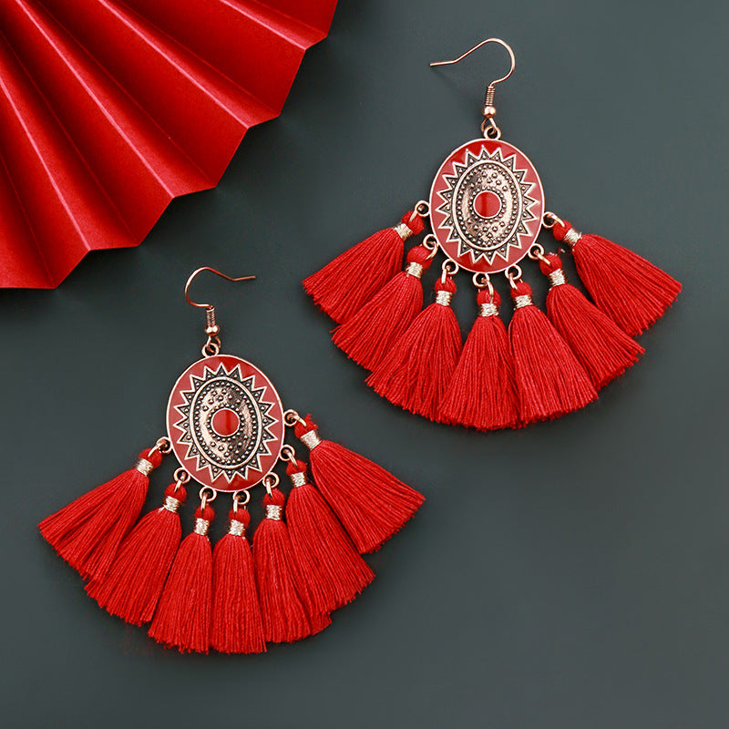 Ethnic style New Year earrings, Chinese style festival performance clothing accessories