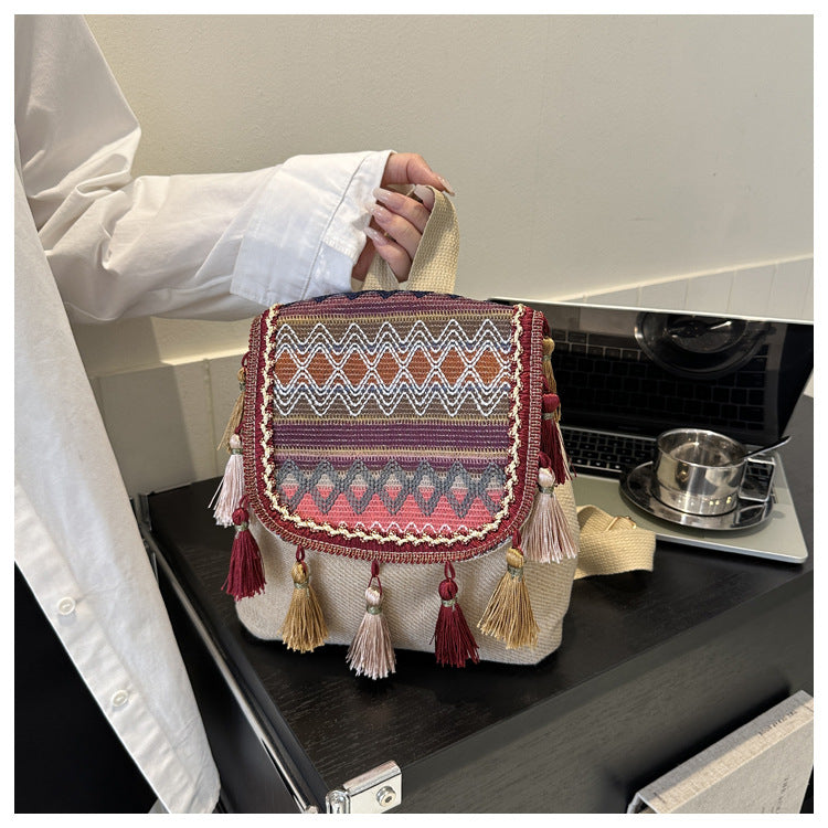 new ethnic style bags, tassel backpacks, exotic bags for travel