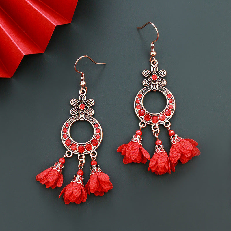 Ethnic style New Year earrings, Chinese style festival performance clothing accessories