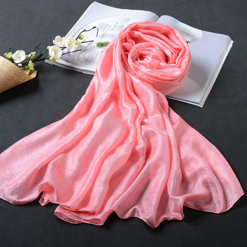 Silk scarf summer thin versatile sun protection solid color gauze scarf shawl outer scarf