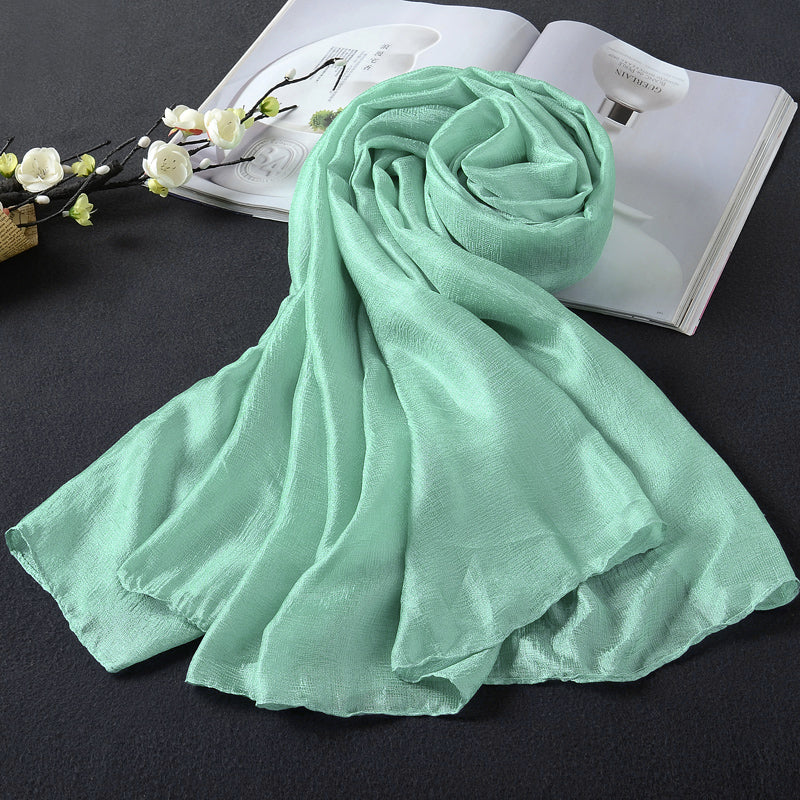 Silk scarf summer thin versatile sun protection solid color gauze scarf shawl outer scarf