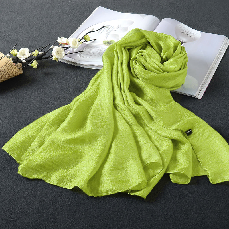 Silk scarf summer thin versatile sun protection solid color gauze scarf shawl outer scarf