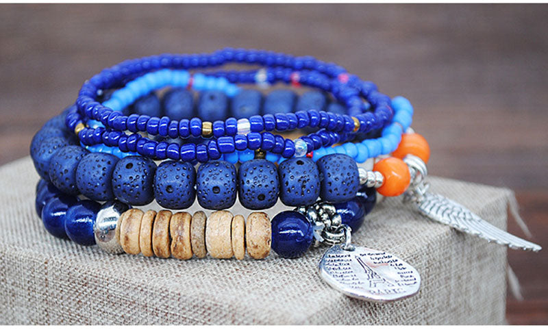 Multi-layered rice bead bracelet, temperament, personality, versatile ethnic style clothing bracelet